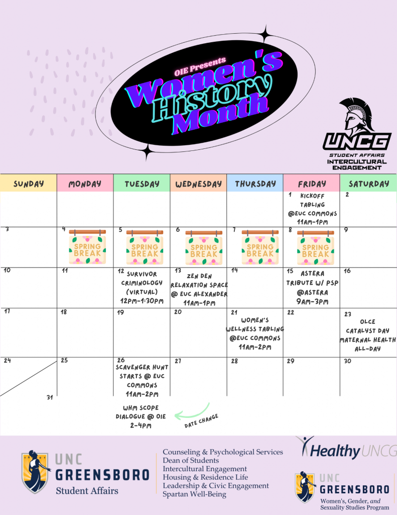 Womens History Month Calendar